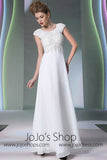 Modest Ivory Cap Sleeves Formal Prom Evening Dress DQ830952