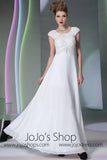 Modest Ivory Cap Sleeves Formal Prom Evening Dress DQ830952