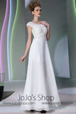 Modest Ivory Cap Sleeves Formal Prom Evening Dress DQ830952