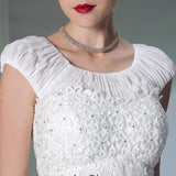 Modest Ivory Cap Sleeves Formal Prom Evening Dress DQ830952