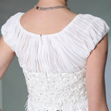 Modest Ivory Cap Sleeves Formal Prom Evening Dress DQ830952