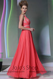 Watermelon Red Jewel Neck Formal Prom Evening Dress DQ830955