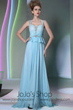 Grecian Blue Cap Sleeves Formal Prom Evening Dress DQ830959