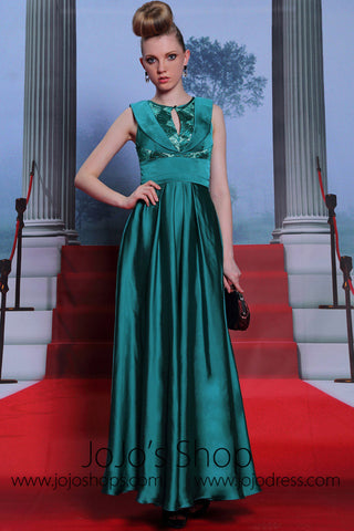 Teal Jewel Neck Formal Prom Evening Dress DQ830972