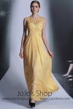 Yellow Jewel Neck Formal Prom Evening Dress DQ830975