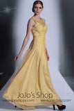 Yellow Jewel Neck Formal Prom Evening Dress DQ830975