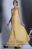 Yellow Jewel Neck Formal Prom Evening Dress DQ830975