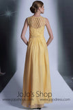 Yellow Jewel Neck Formal Prom Evening Dress DQ830975