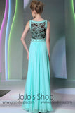 Blue Empire High Waist Formal Prom Evening Dress DQ830977