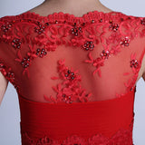 Red Lace Modest Formal Prom Evening Dress DQ830979