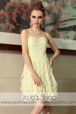 Yellow Thin Straps Short Ruffle Cocktail Evening Formal Dress DQ86038