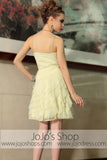 Yellow Thin Straps Short Ruffle Cocktail Evening Formal Dress DQ86038