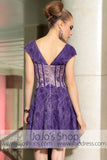 Purple Cap Sleeves Short Bridesmaid Cocktail Evening Formal Dress DQ86040