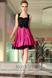 Black Pink Retro Short Sweetheart Party Cocktail Evening Formal Dress DQ86045