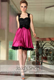 Black Pink Retro Short Sweetheart Party Cocktail Evening Formal Dress DQ86045