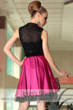 Black Pink Retro Short Sweetheart Party Cocktail Evening Formal Dress DQ86045