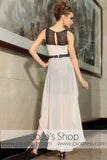 Black Champagne Hi Low Chiffon Evening Formal Dress DQ86050