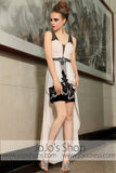 Black Champagne Hi Low Chiffon Evening Formal Dress DQ86050