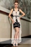 Black Champagne Hi Low Chiffon Evening Formal Dress DQ86050