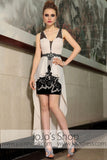 Black Champagne Hi Low Chiffon Evening Formal Dress DQ86050