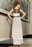 Black Champagne Hi Low Chiffon Evening Formal Dress DQ86050