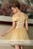 Champagne Off Shoulder Party Semi Formal Evening Formal Dress DQ86051