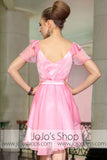Pink Ruffle Short Butterfly Sleeves Bridesmaid Evening Cocktail Dress DQ86057