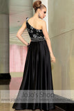 Black One Shoulder Hi Low Ruffle Party Evening Cocktail Dress DQ86063