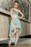Sage Green One Shoulder Hi Low Bridesmaid Prom Evening Cocktail Dress DQ86065