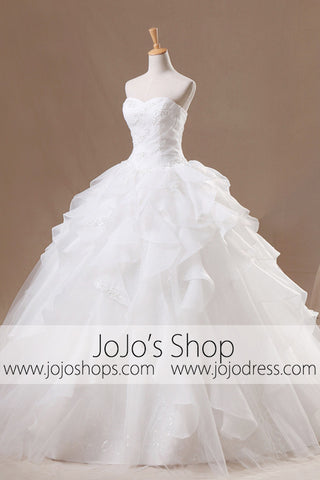 Strapless Ball Gown Princess Ruffle Wedding Dress | G1092