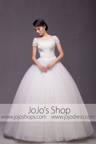 Short Sleeves Princess Ball Gown Wedding Dress Debutante Ball Gown| G2003