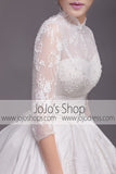 Modest Wedding Dress with Mandarin Collar and Long Sleeves | G2005