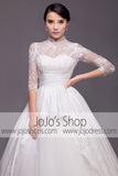 Modest Wedding Dress with Mandarin Collar and Long Sleeves | G2005