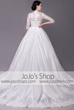 Modest Wedding Dress with Mandarin Collar and Long Sleeves | G2005