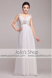 Grecian Goddess V Neck Jeweled Wedding Dress | G2006