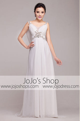 Grecian Goddess V Neck Jeweled Wedding Dress | G2006