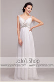 Grecian Goddess V Neck Jeweled Wedding Dress | G2006