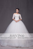 Off Shoulder Long Sleeves Ball Gown Wedding Dress | G2007