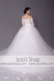 Off Shoulder Long Sleeves Ball Gown Wedding Dress | G2007