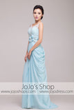 Grecian Powder Blue V Neck Formal Prom Dress | G2009