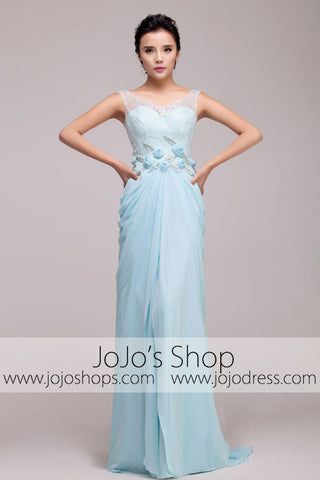 Grecian Sky Blue V Neck Formal Prom Dress | G2009