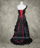 Black One Shoulder Tiered A-line Prom Dress Size 8