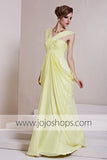 Yellow Grecian Formal Prom Evening Formal Dress RE88830