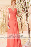 Grecian Orange V Neck Evening Gown
