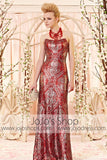 Stunning Red and Silver Sequins Strapless Evening Dress CX830303
