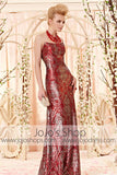 Stunning Red and Silver Sequins Strapless Evening Dress CX830303