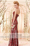 Stunning Red and Silver Sequins Strapless Evening Dress CX830303