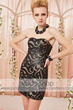 Black Convertible Leather Cocktail Prom Evening Dress CX830305