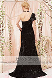 Black Lace Floor Length V Neck Formal Evening Dress CX830311