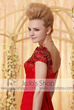 Red Short Sleeves Sweetheart Formal Evening Dress CX830320